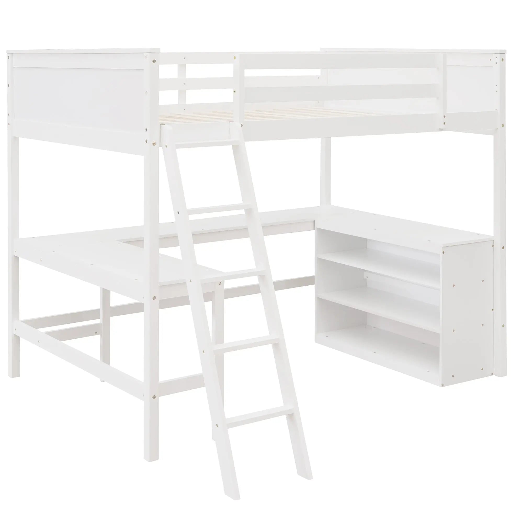 Bellemave® Full Size Loft Bed with Shelves and Desk - Bellemave