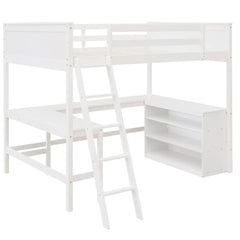 Bellemave® Full Size Loft Bed with Shelves and Desk - Bellemave