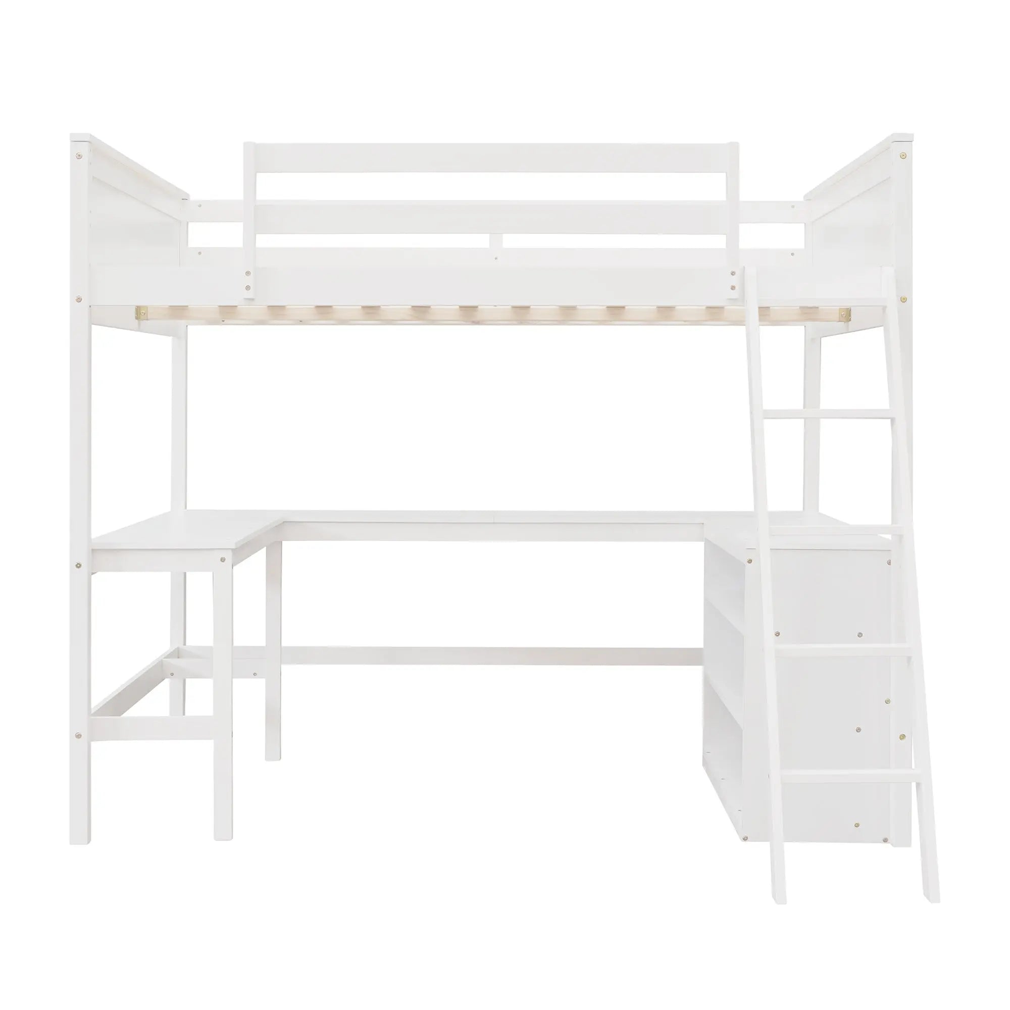 Bellemave® Full Size Loft Bed with Shelves and Desk - Bellemave