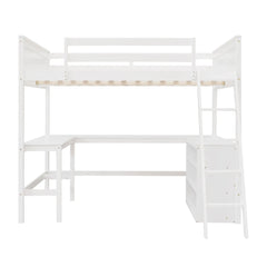 Bellemave® Full Size Loft Bed with Shelves and Desk - Bellemave