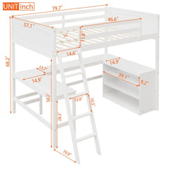 Bellemave® Full Size Loft Bed with Shelves and Desk - Bellemave