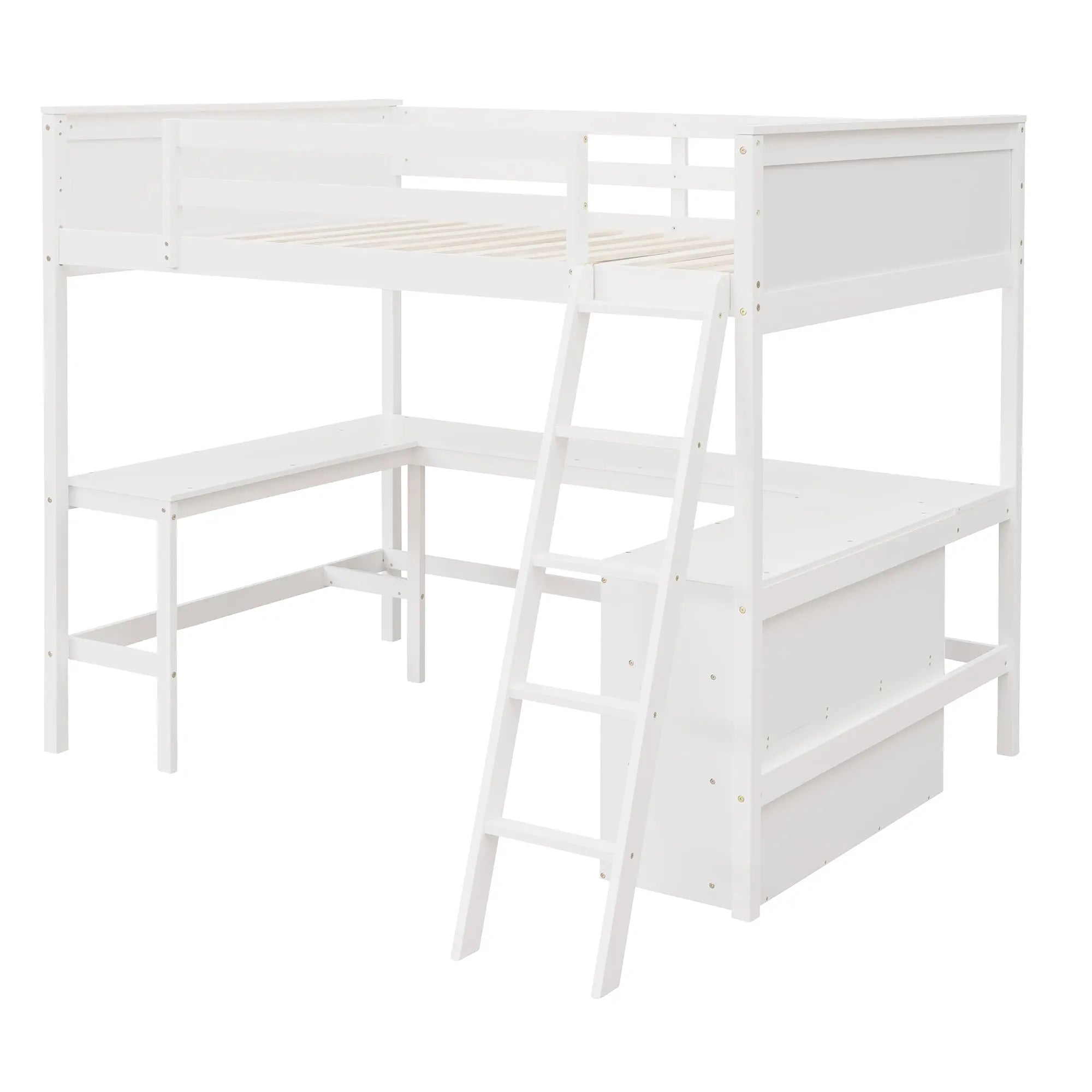 Bellemave® Full Size Loft Bed with Shelves and Desk - Bellemave