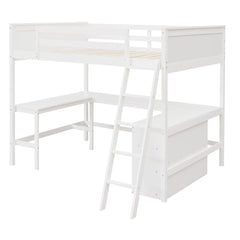 Bellemave® Full Size Loft Bed with Shelves and Desk - Bellemave