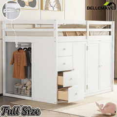 Bellemave® Full Size Loft Bed with Stairs and Storage - Bellemave