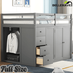 Bellemave® Full Size Loft Bed with Stairs and Storage - Bellemave