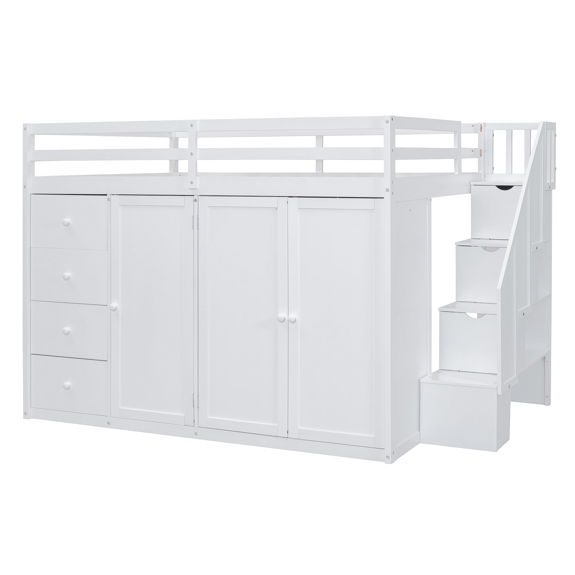 Bellemave® Full Size Loft Bed with Stairs and Storage - Bellemave