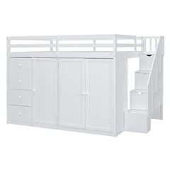 Bellemave® Full Size Loft Bed with Stairs and Storage - Bellemave