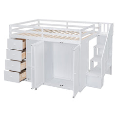Bellemave® Full Size Loft Bed with Stairs and Storage - Bellemave