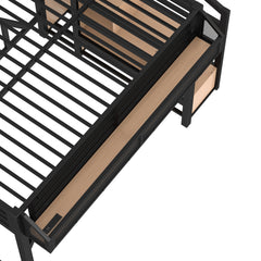 Bellemave® Full Size Loft Bed with Stairs and Wardrobe, Full Size Loft Bed with Charging Station, Lights and Bedside Shelf - Bellemave