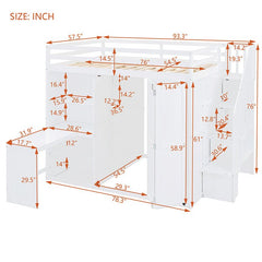 Bellemave® Full Size Loft Bed with Wardrobe,Desk and Shelves - Bellemave