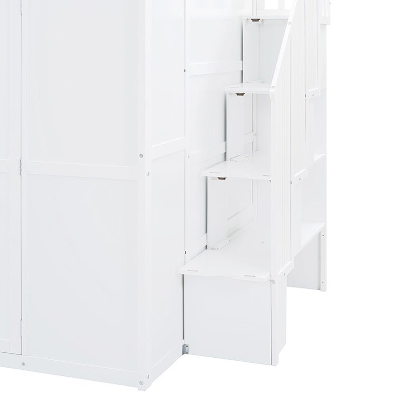 Bellemave® Full Size Loft Bed with Wardrobe,Desk and Shelves - Bellemave
