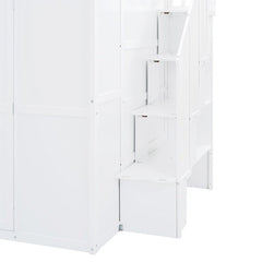Bellemave® Full Size Loft Bed with Wardrobe,Desk and Shelves - Bellemave