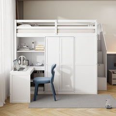 Bellemave® Full Size Loft Bed with Wardrobe,Desk and Shelves - Bellemave