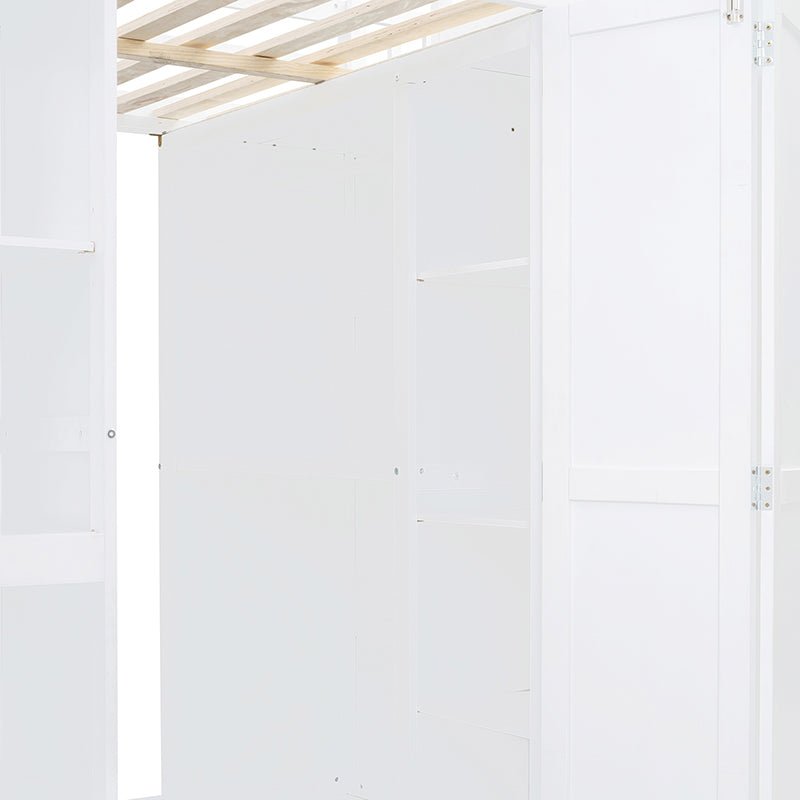 Bellemave® Full Size Loft Bed with Wardrobe,Desk and Shelves - Bellemave