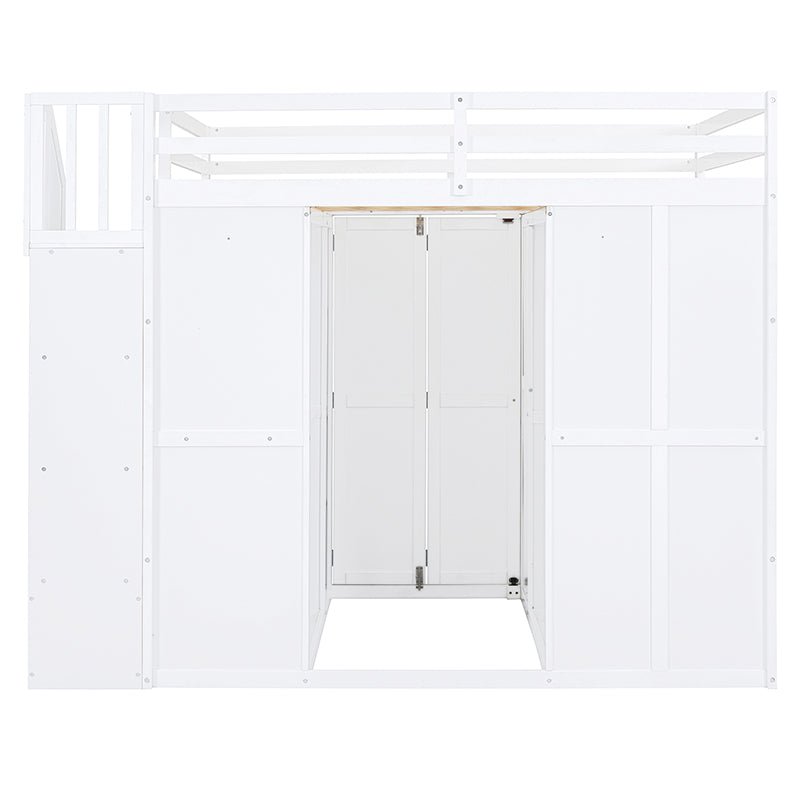 Bellemave® Full Size Loft Bed with Wardrobe,Desk and Shelves - Bellemave