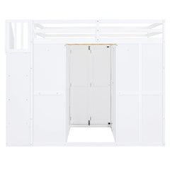 Bellemave® Full Size Loft Bed with Wardrobe,Desk and Shelves - Bellemave