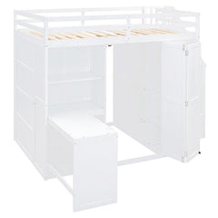Bellemave® Full Size Loft Bed with Wardrobe,Desk and Shelves - Bellemave