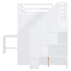 Bellemave® Full Size Loft Bed with Wardrobe,Desk and Shelves - Bellemave