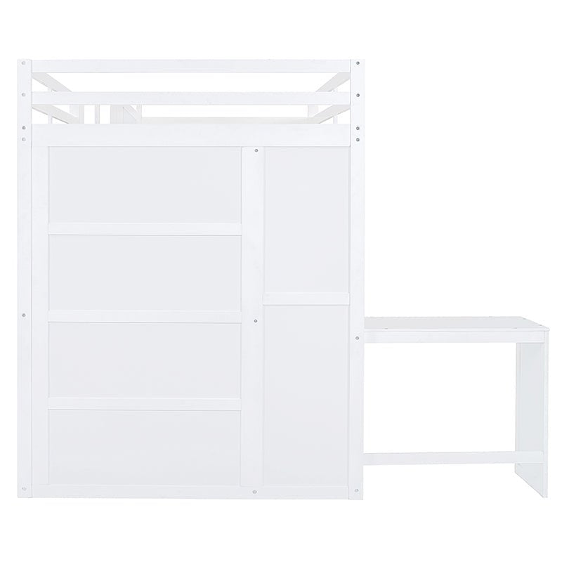 Bellemave® Full Size Loft Bed with Wardrobe,Desk and Shelves - Bellemave