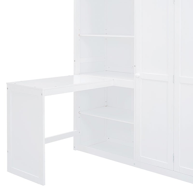 Bellemave® Full Size Loft Bed with Wardrobe,Desk and Shelves - Bellemave