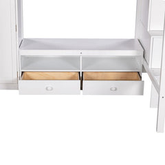 Bellemave® Full Size Loft Bed with Wardrobe,Low Storage Table and Storage Staircase - Bellemave