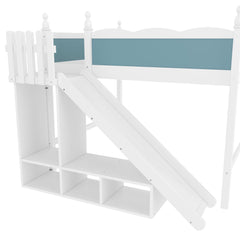 Bellemave® Full Size Loft Beds with Slide and Storage,Wooden Loft Bed Frame with Cabinet and Shelves,Princess Full Bed for Teens Bedroom Dormitory,Natural - Bellemave