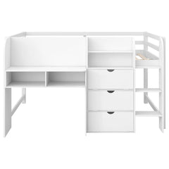 Bellemave® Full Size Low Loft Bed with Built - in Desk,Storage Cabinets and Open Bookcase,Whiteboard for Graffiti - Bellemave