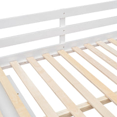 Bellemave® Full Size Low Loft Bed with Stairs,Desk,Storage Drawers & Shelves, Wood Kids Loft Bed with Steps, Espresso - Bellemave