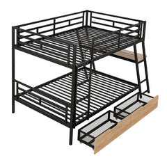 Bellemave® Full Size Metal Bunk Bed with Built - in Desk, LED Light and 2 Drawers - Bellemave