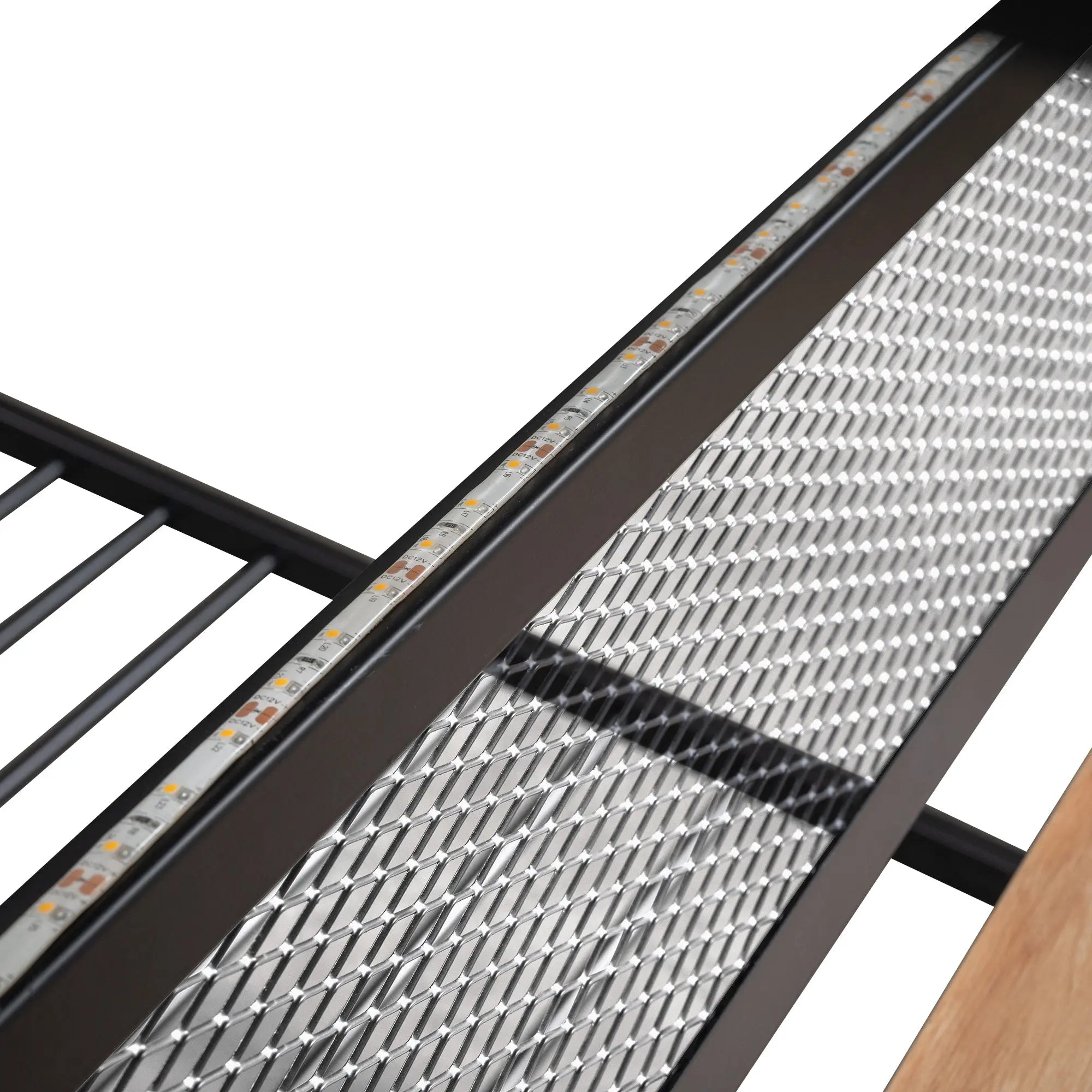 Bellemave® Full Size Metal Bunk Bed with Built - in Desk, LED Light and 2 Drawers - Bellemave