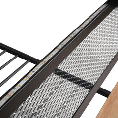Bellemave® Full Size Metal Bunk Bed with Built - in Desk, LED Light and 2 Drawers - Bellemave