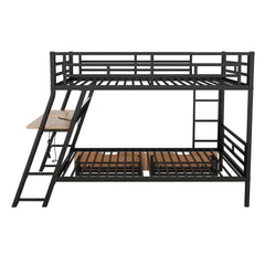 Bellemave® Full Size Metal Bunk Bed with Built - in Desk, LED Light and 2 Drawers - Bellemave