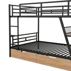 Bellemave® Full Size Metal Bunk Bed with Built - in Desk, LED Light and 2 Drawers - Bellemave