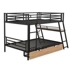 Bellemave® Full Size Metal Bunk Bed with Built - in Desk, LED Light and 2 Drawers - Bellemave