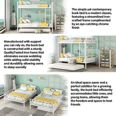 Bellemave® Full Size Metal Bunk Bed with Trundle Bed - Bellemave