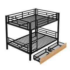 Bellemave® Full Size Metal Convertible Bunk Bed with 2 Drawers - Bellemave