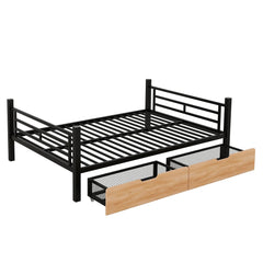 Bellemave® Full Size Metal Convertible Bunk Bed with 2 Drawers - Bellemave