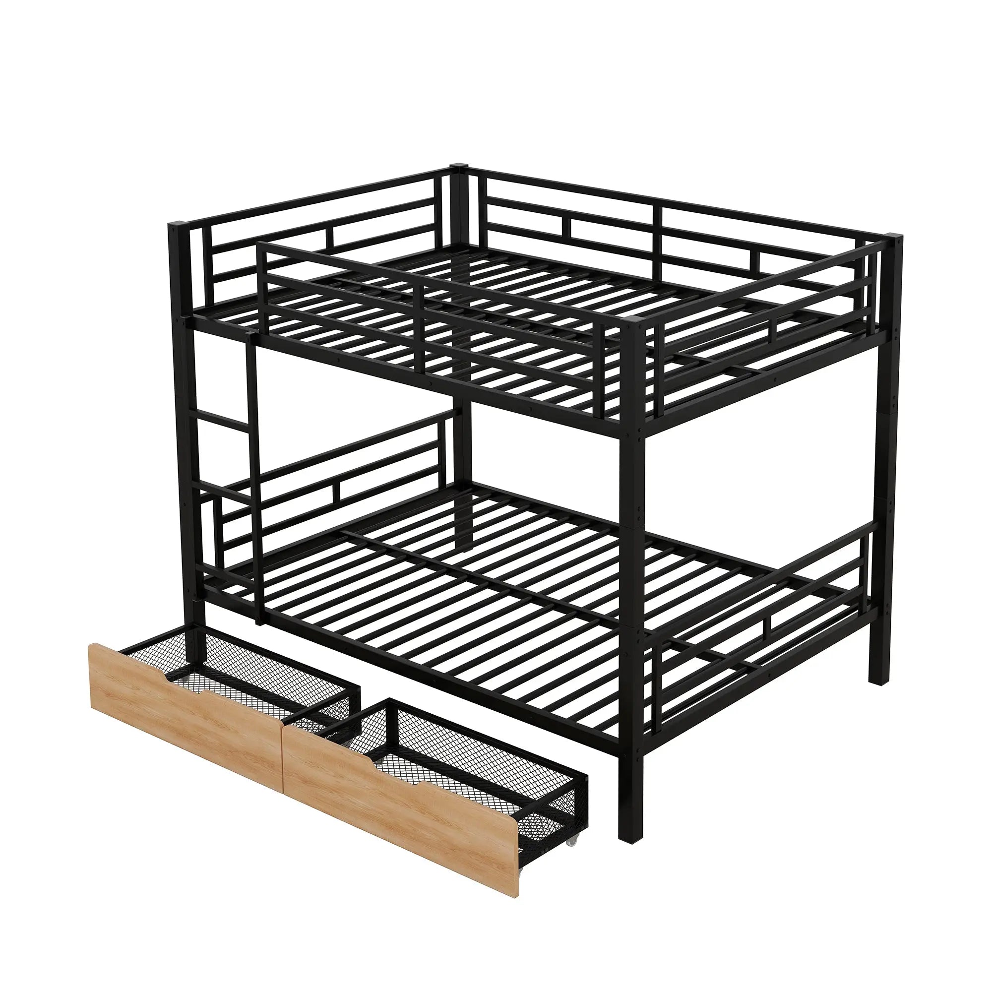 Bellemave® Full Size Metal Convertible Bunk Bed with 2 Drawers - Bellemave