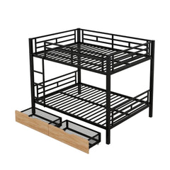 Bellemave® Full Size Metal Convertible Bunk Bed with 2 Drawers - Bellemave