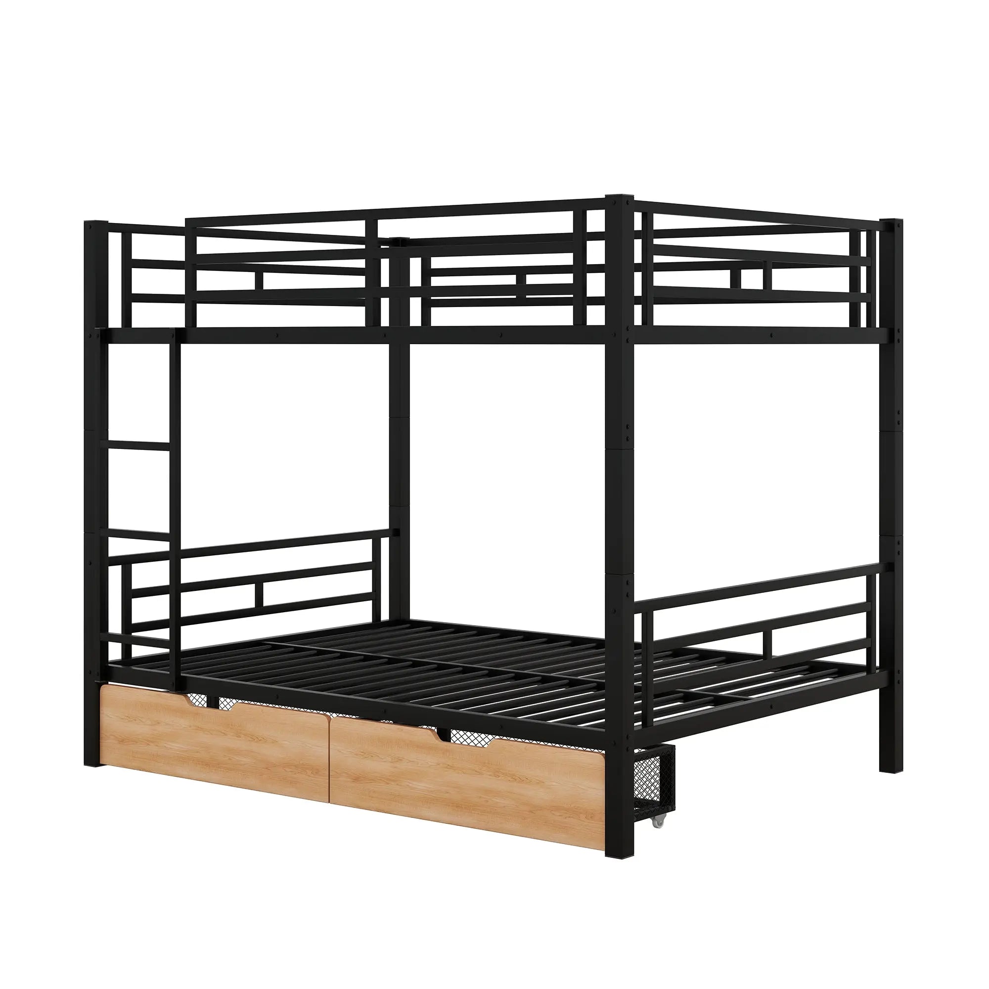 Bellemave® Full Size Metal Convertible Bunk Bed with 2 Drawers - Bellemave