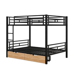 Bellemave® Full Size Metal Convertible Bunk Bed with 2 Drawers - Bellemave
