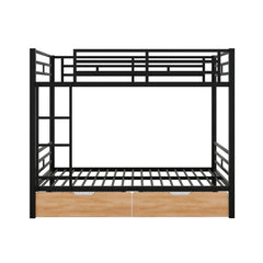 Bellemave® Full Size Metal Convertible Bunk Bed with 2 Drawers - Bellemave