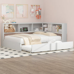 Bellemave® Full Size Metal Daybed with Trundle, Storage Cabinets and USB Ports - Bellemave