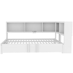 Bellemave® Full Size Metal Daybed with Trundle, Storage Cabinets and USB Ports - Bellemave