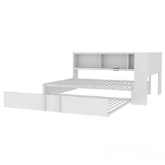 Bellemave® Full Size Metal Daybed with Trundle, Storage Cabinets and USB Ports - Bellemave