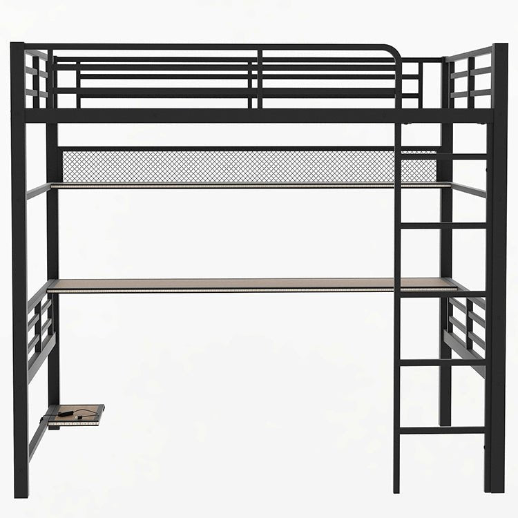 Bellemave® Full Size Metal Loft Bed Frame with Storage Shelf and LED Light - Bellemave