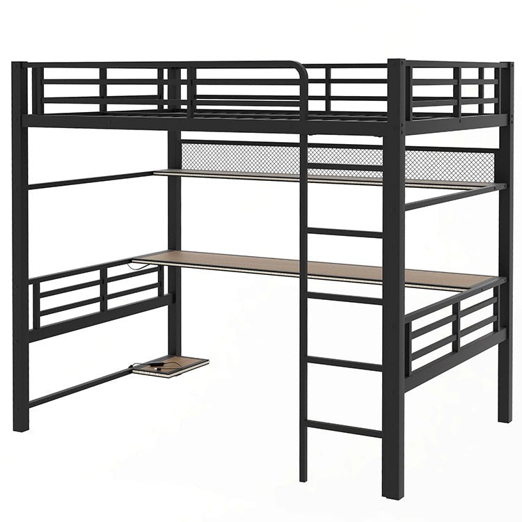 Bellemave® Full Size Metal Loft Bed Frame with Storage Shelf and LED Light - Bellemave