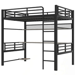 Bellemave® Full Size Metal Loft Bed Frame with Storage Shelf and LED Light - Bellemave