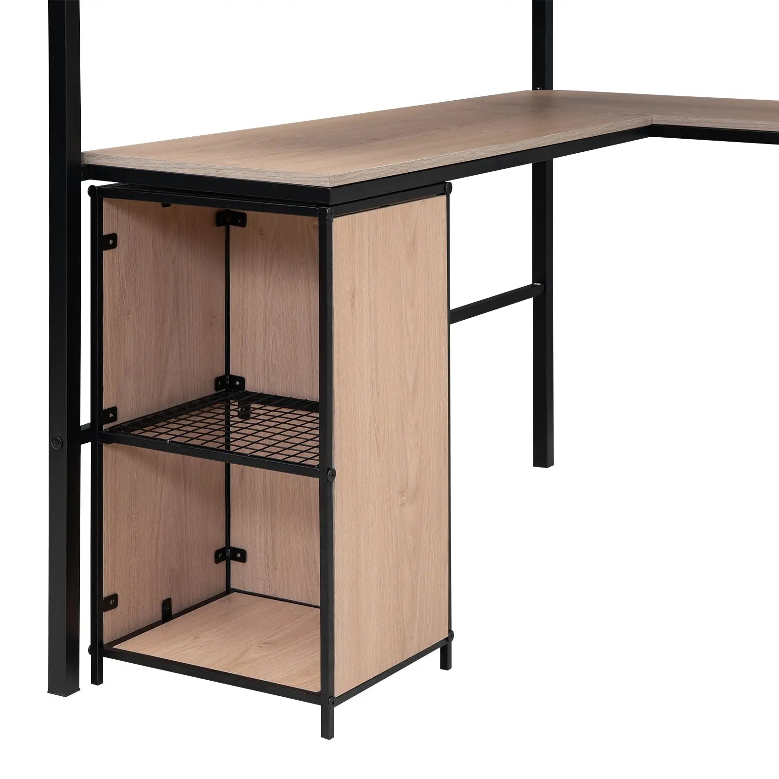 Bellemave® Full Size Metal Loft Bed with Bookcase, Desk and Cabinet - Bellemave