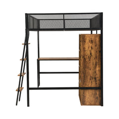 Bellemave® Full Size Metal Loft bed with Built - in Desk, Wardrobeand Shelves - Bellemave